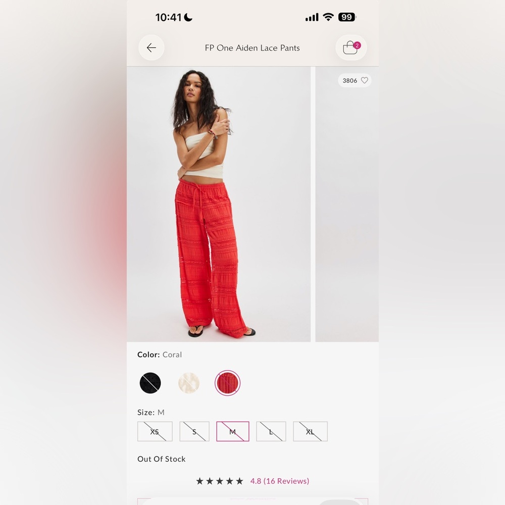 Free people Aiden Lace pants red